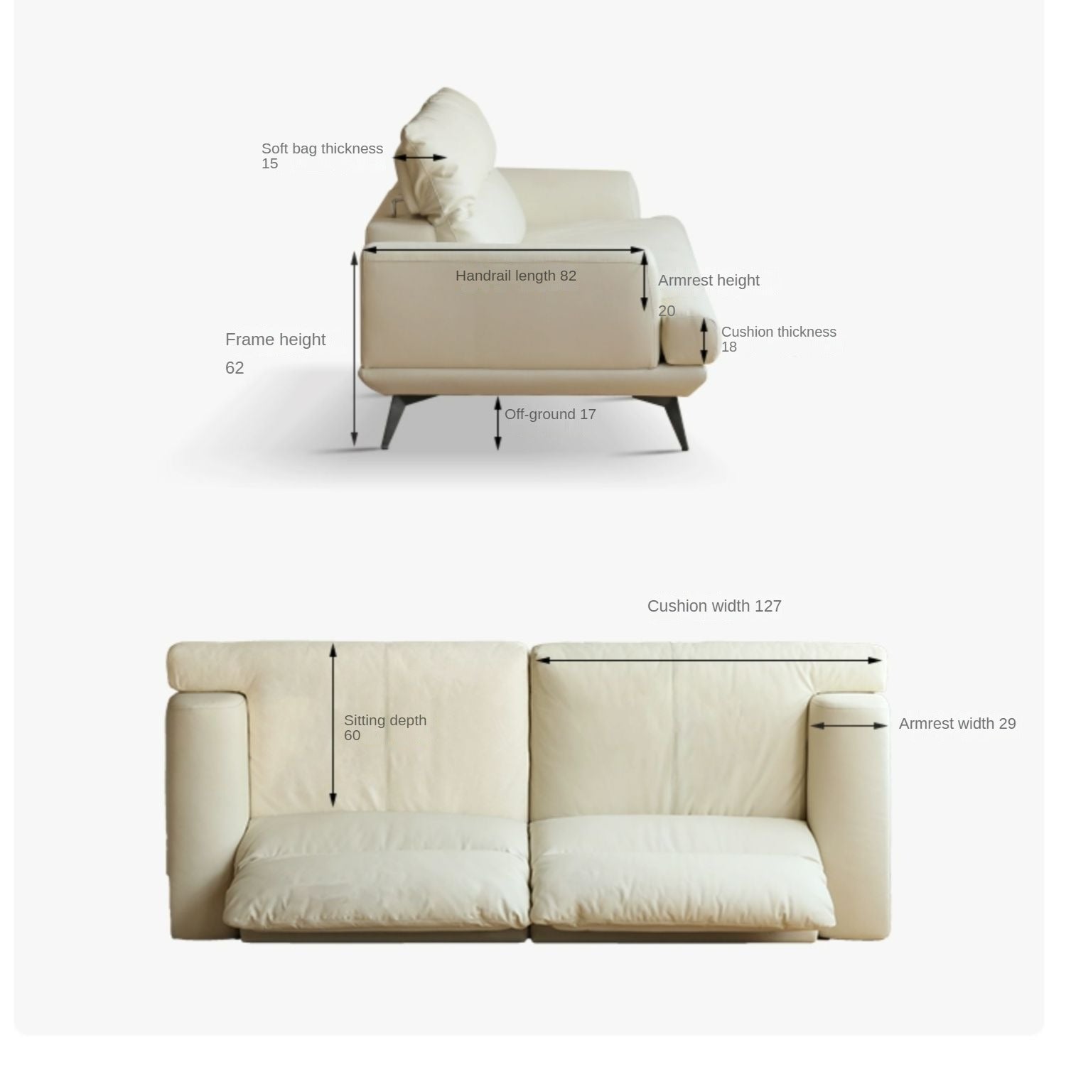 Genuine Leather, technology cloth Italian Down Sofa, Head Layer Cowhide)
