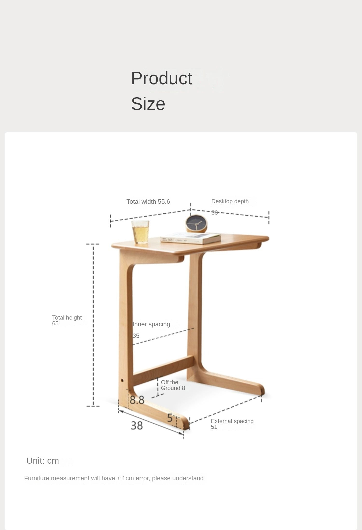 Oak Solid wood C-shaped side table"