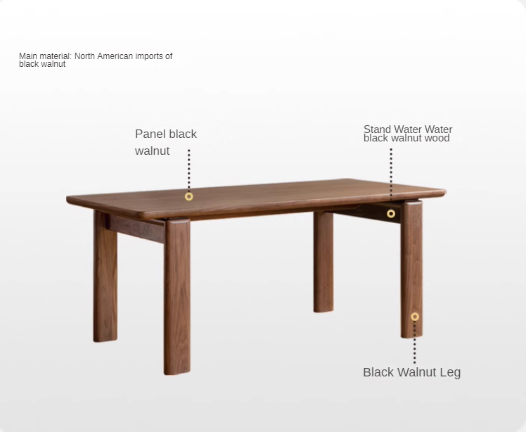 Black Walnut Solid Wood Modern Dining Table