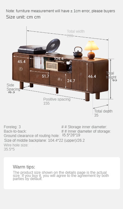 Oak solid wood storage floor TV cabinet