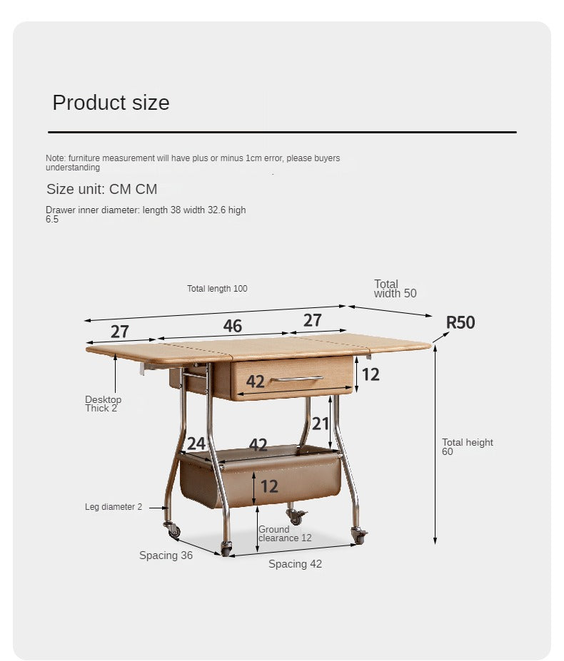 European Beech solid wood modern mobile tea table