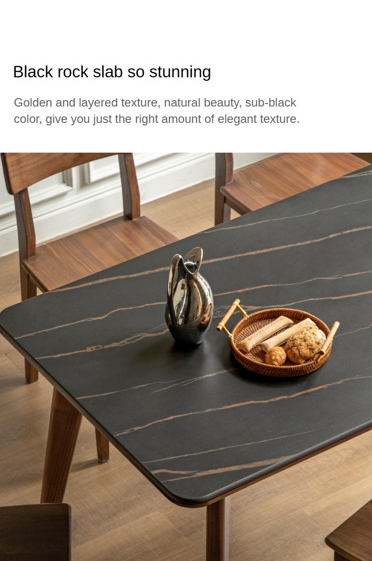 Black Walnut Solid Wood Rock Plate Nordic Dining Table