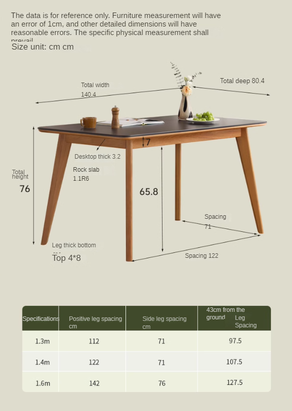 Cherry solid wood retro cherry wood rock plate dining table