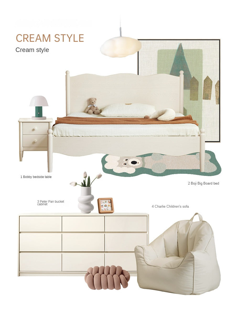 Oak solid wood Children's Bed Cream Style)