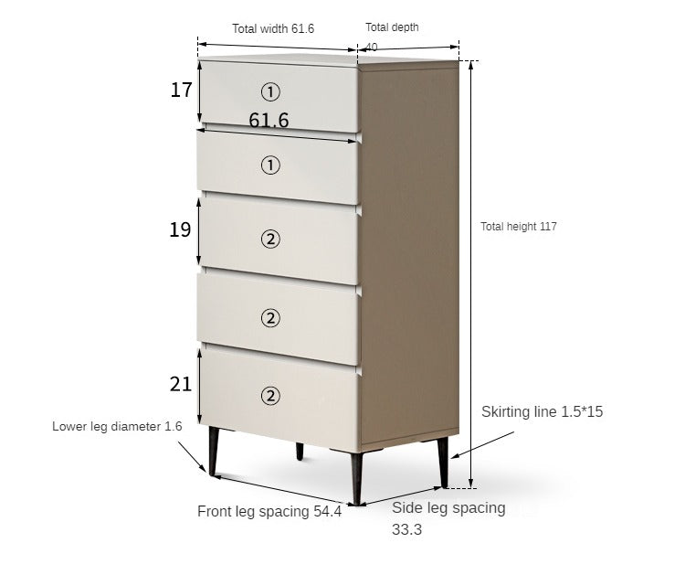 Poplar solid wood chest of drawers light luxury storage cabinet "