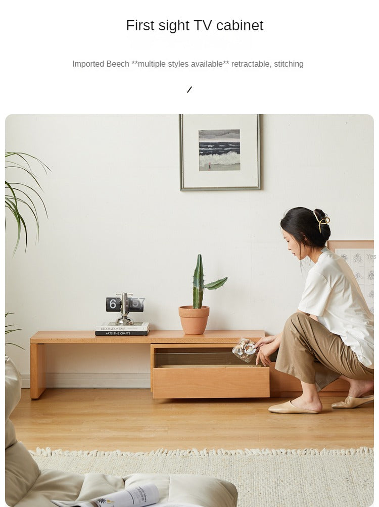 Bech solid wood retractable TV floor cabinet"