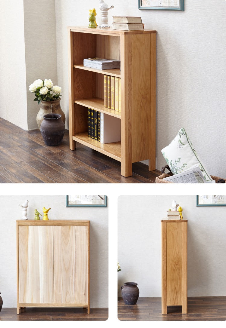 Oak solid wood Nordic simple small bookshelf