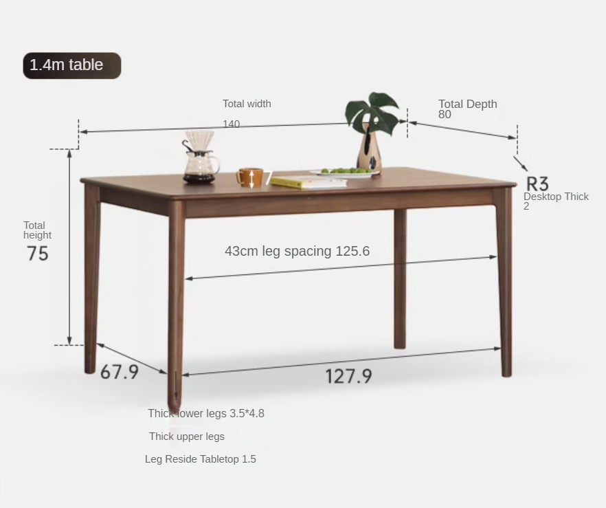 Black walnut solid wood Italian light luxury dining table