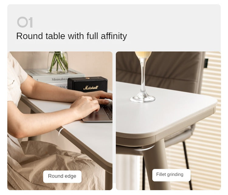Poplar Solid Wood Bar Table, Light Luxury Rock Plate High Foot Table"