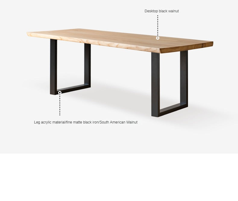 Ash solid wood large board natural edge dining table