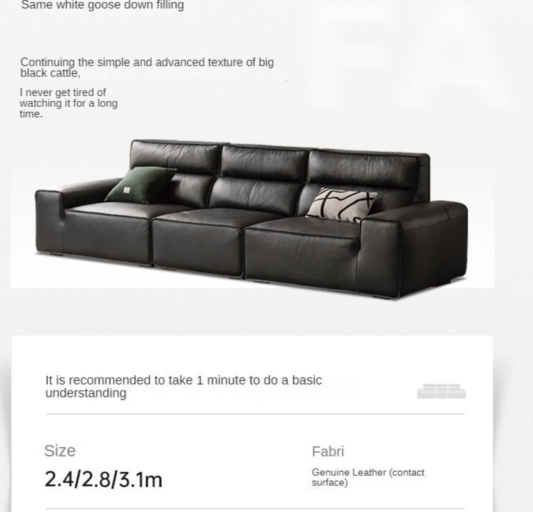 American cattle leather sofa black