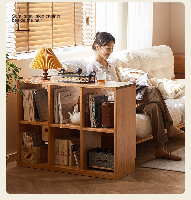 Cherry solid wood vintage floor storage bookcase<