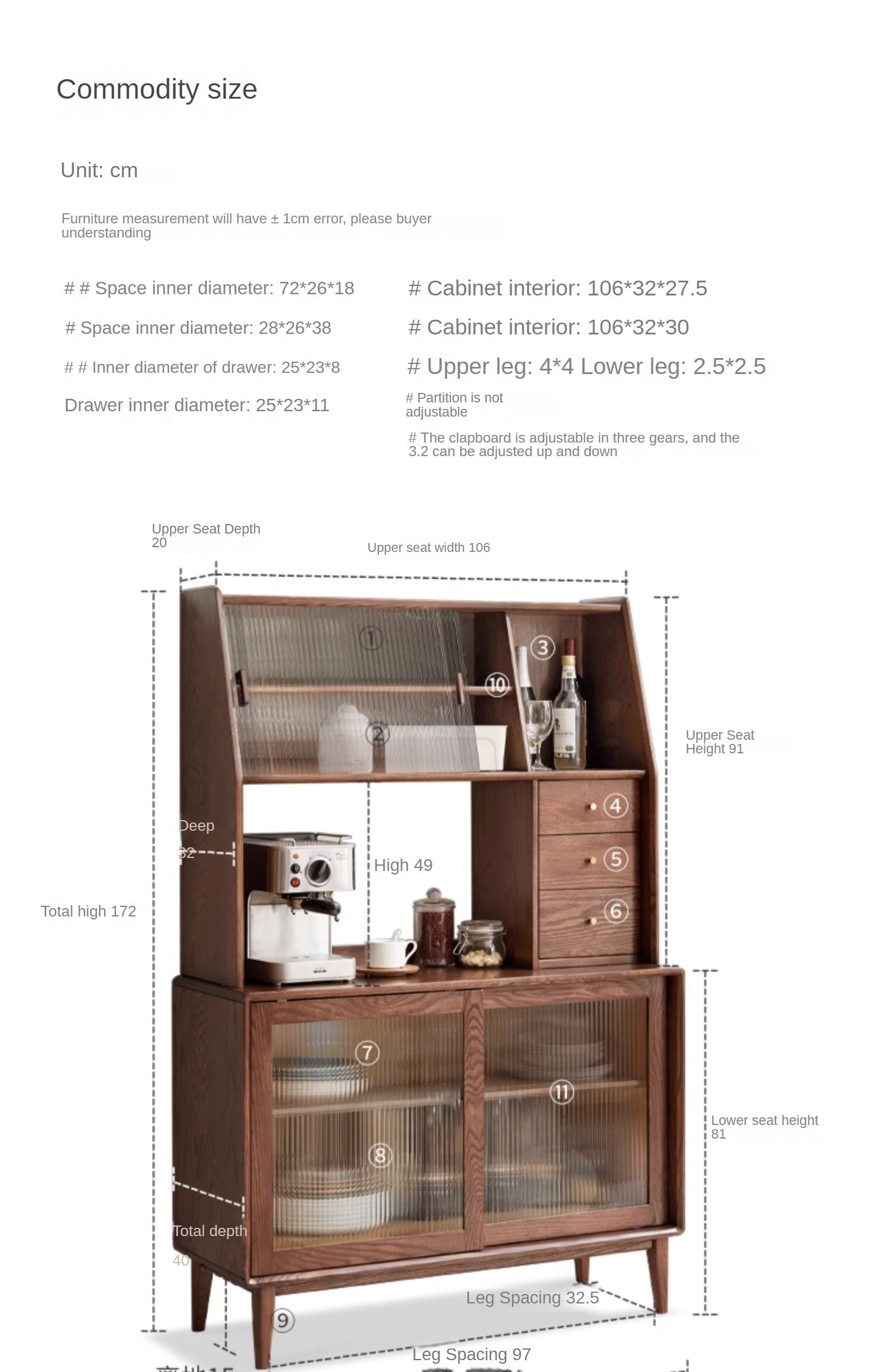 Oak Solid Wood Integrated Wall-mounted High Nordic Sideboard