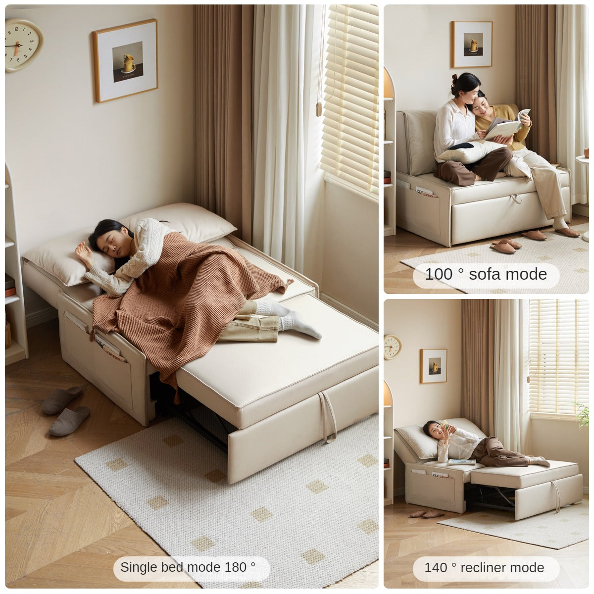 Fabric Technology Cloth Cream Style Single Sofa