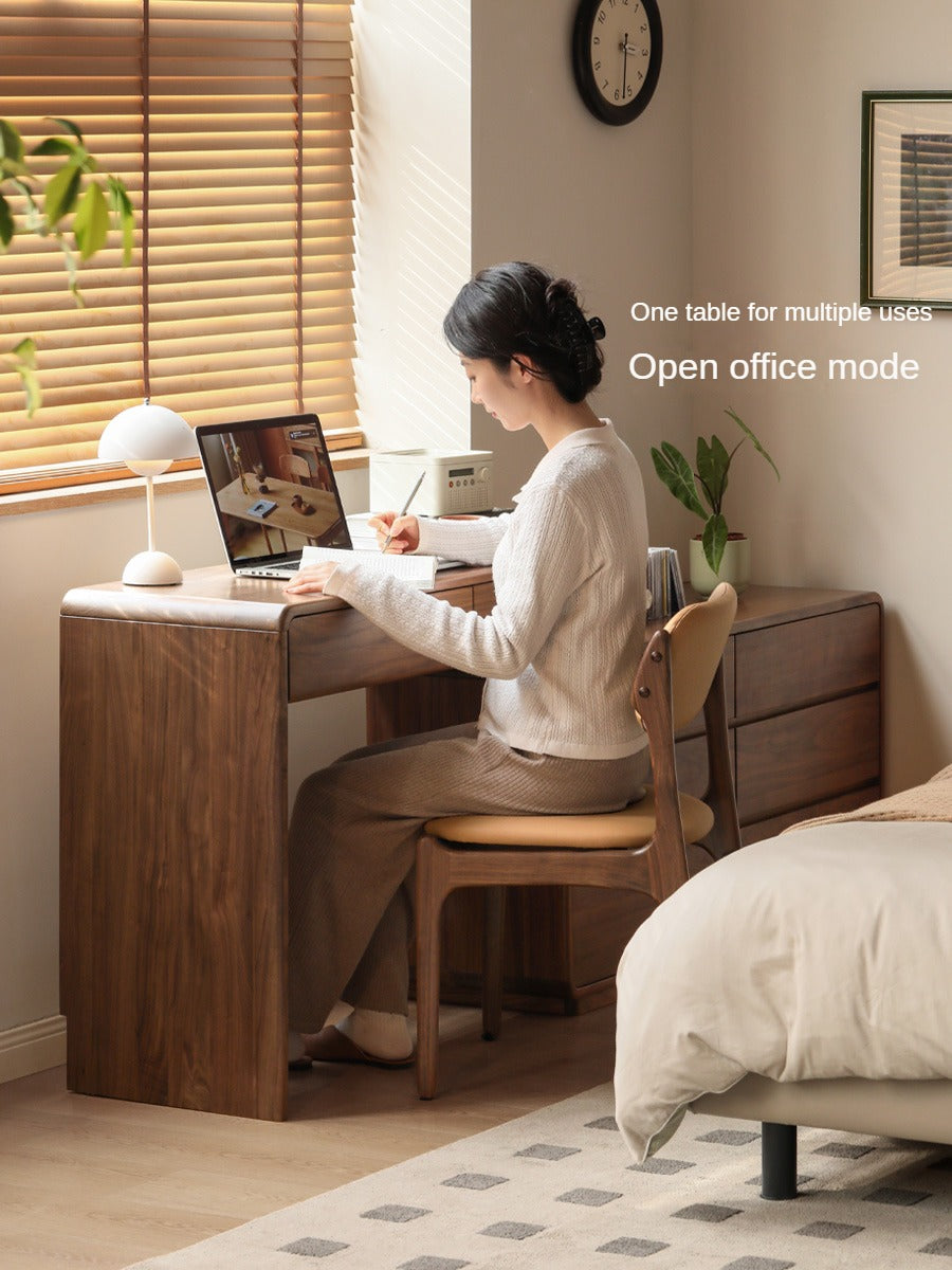 Black walnut solid wood dressing table chest of drawers