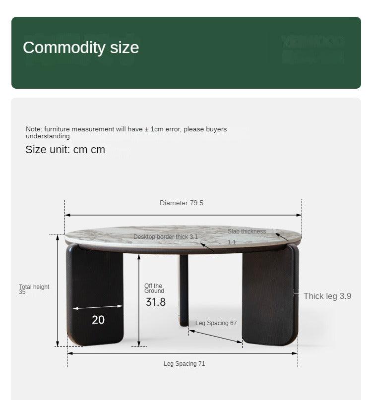 Oak Solid Wood Italian Light Luxury Rock Plate Coffee Table