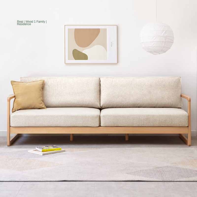 Beech Solid Wood New Style Straight Fabric Sofa)