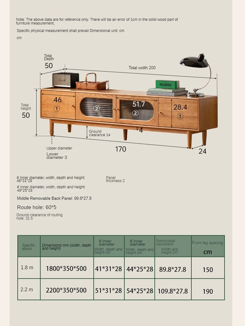 Cherry Wood Solid Wood Modern TV Cabinet