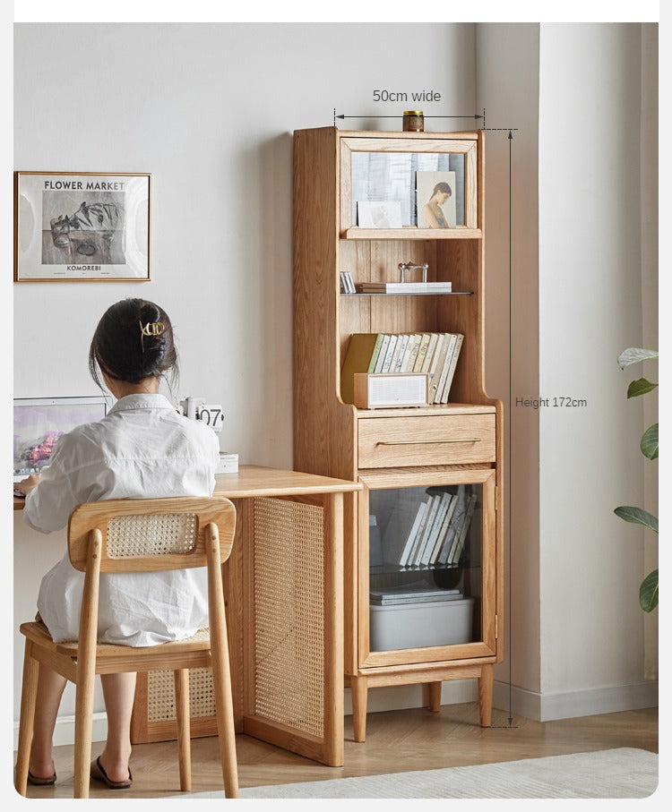 Oak solid wood side cabinet ,narrow sideboard-