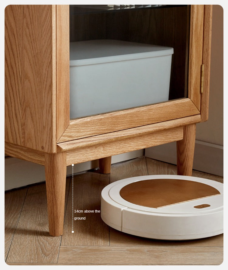 Oak solid wood side cabinet ,narrow sideboard-