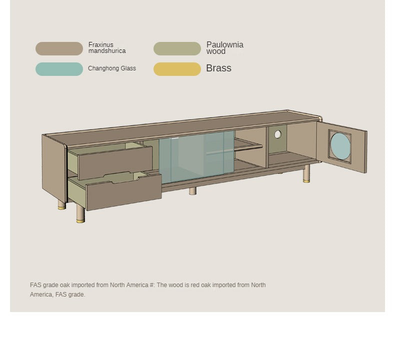 Ash, Oak Solid Wood Sliding Door TV Stand: