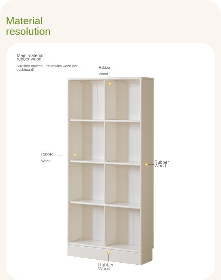 Rubber Solid Wood Cream Style Children's Bookcase Free Combination