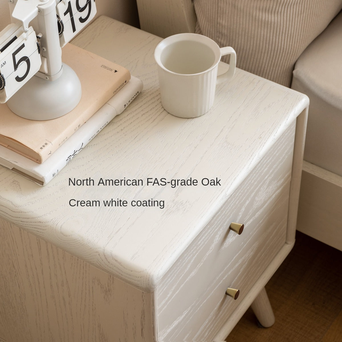 Oak solid wood Double drawer nightstand)