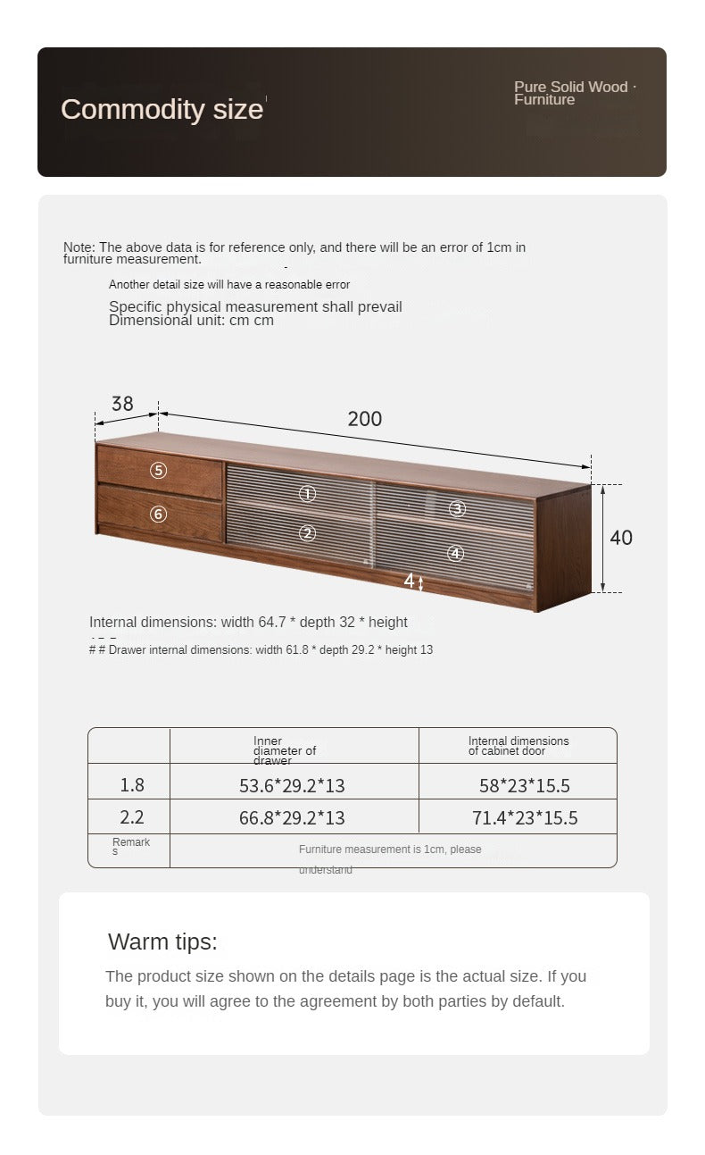 Oak Solid Wood TV Wall Cabinet-