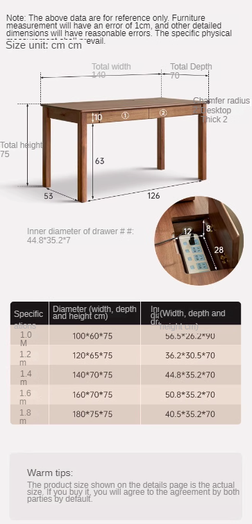 Black walnut, ash, oak solid wood modern writing desk