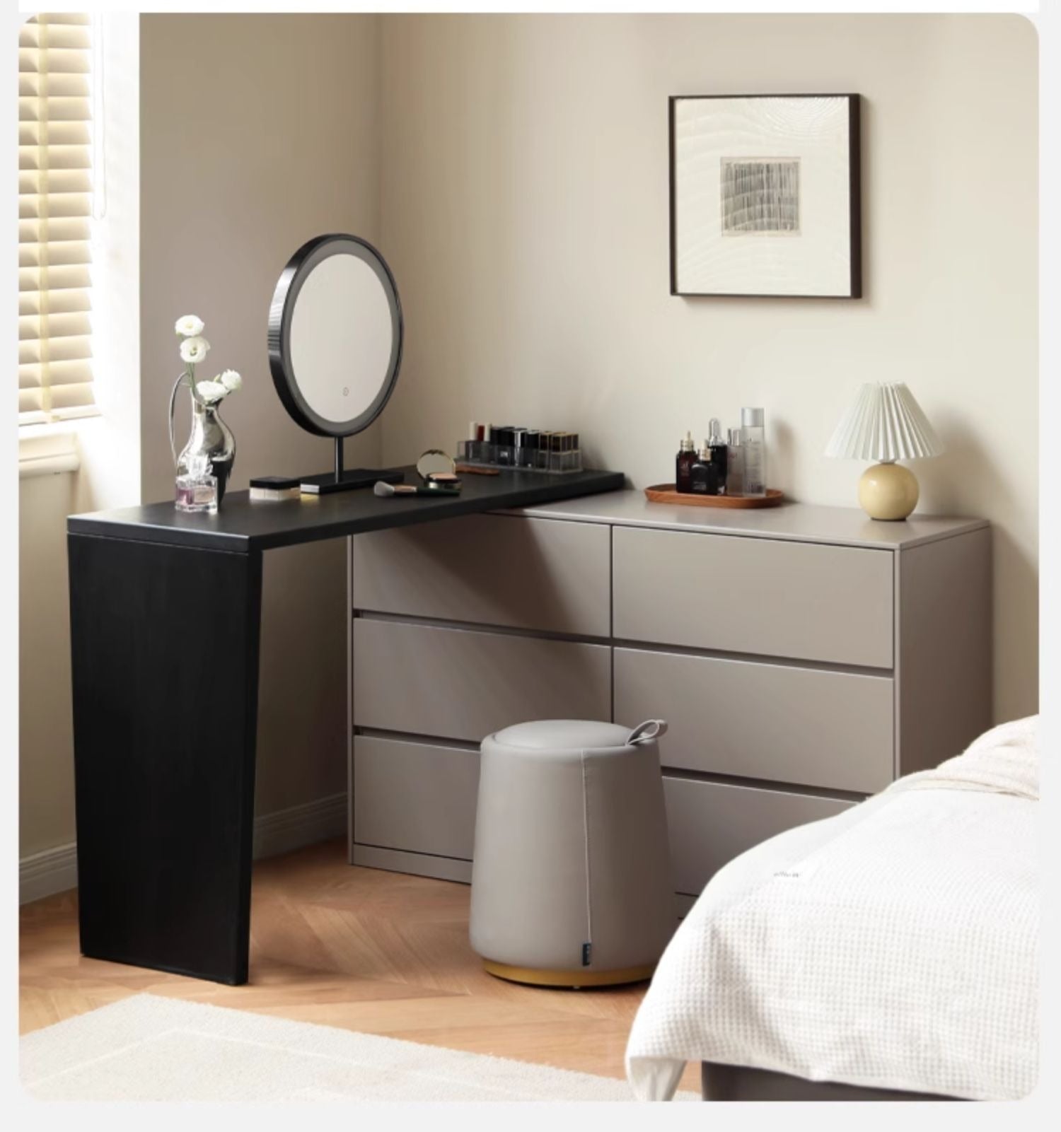 Poplar Solid Wood Modern White Dressing Table  ,