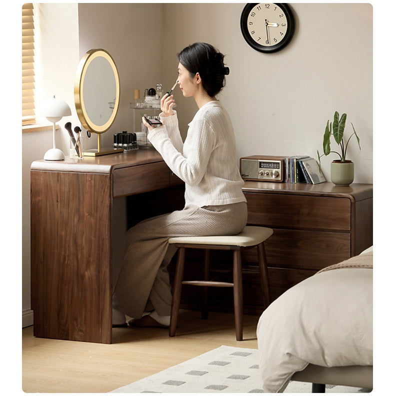 Black walnut solid wood dressing table chest of drawers