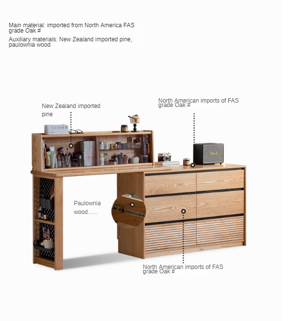 Oak Solid Wood Modern Telescopic Dressing Table