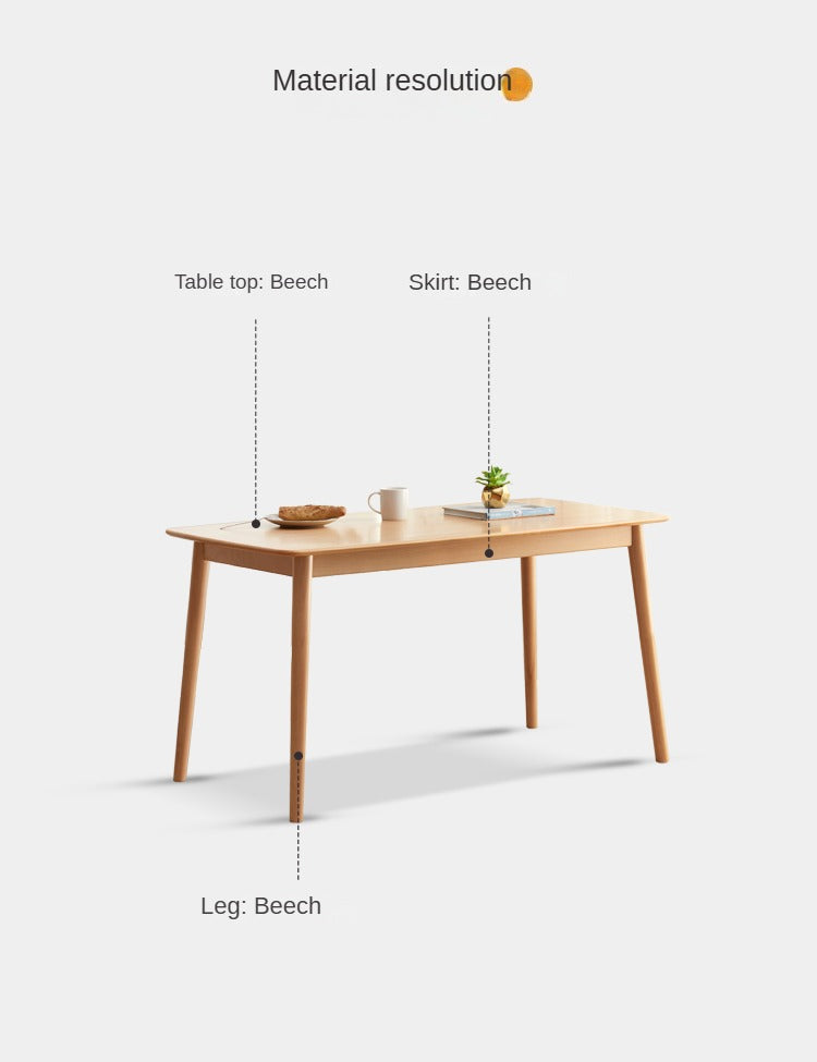 Beech solid wood dining table