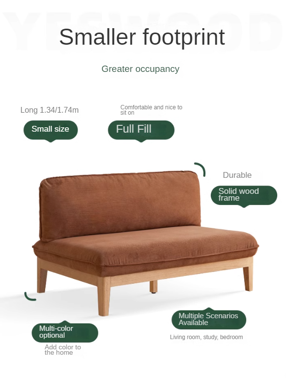 Oak Solid Wood Fabric Sofa)