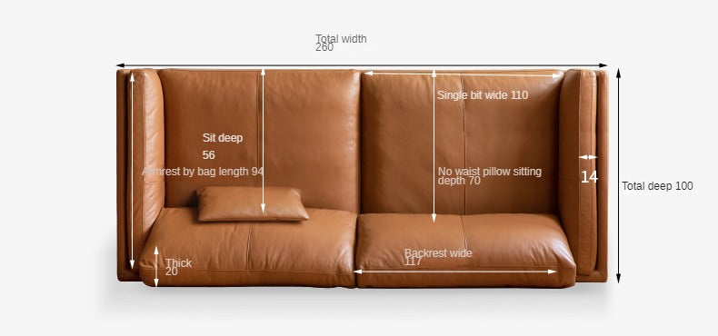 Leather Italian minimalist sofa