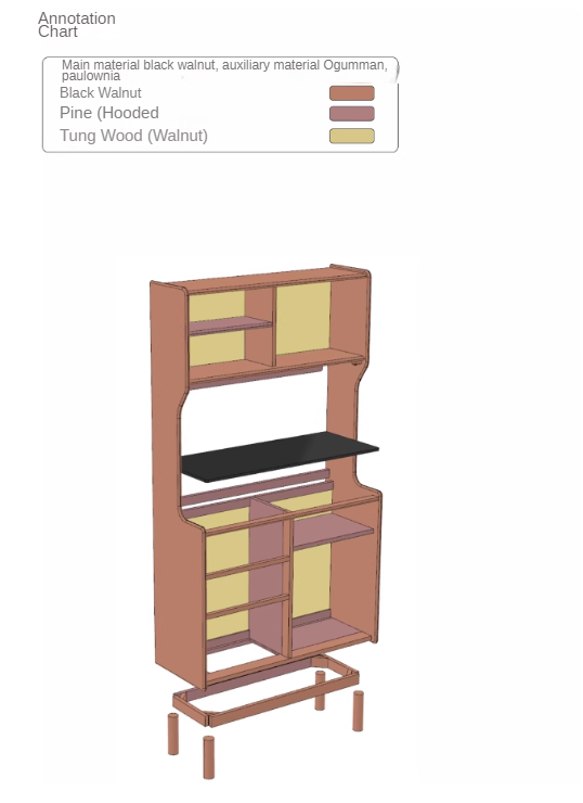 Black Walnut Solid Wood Rock Board Dining Sideboard