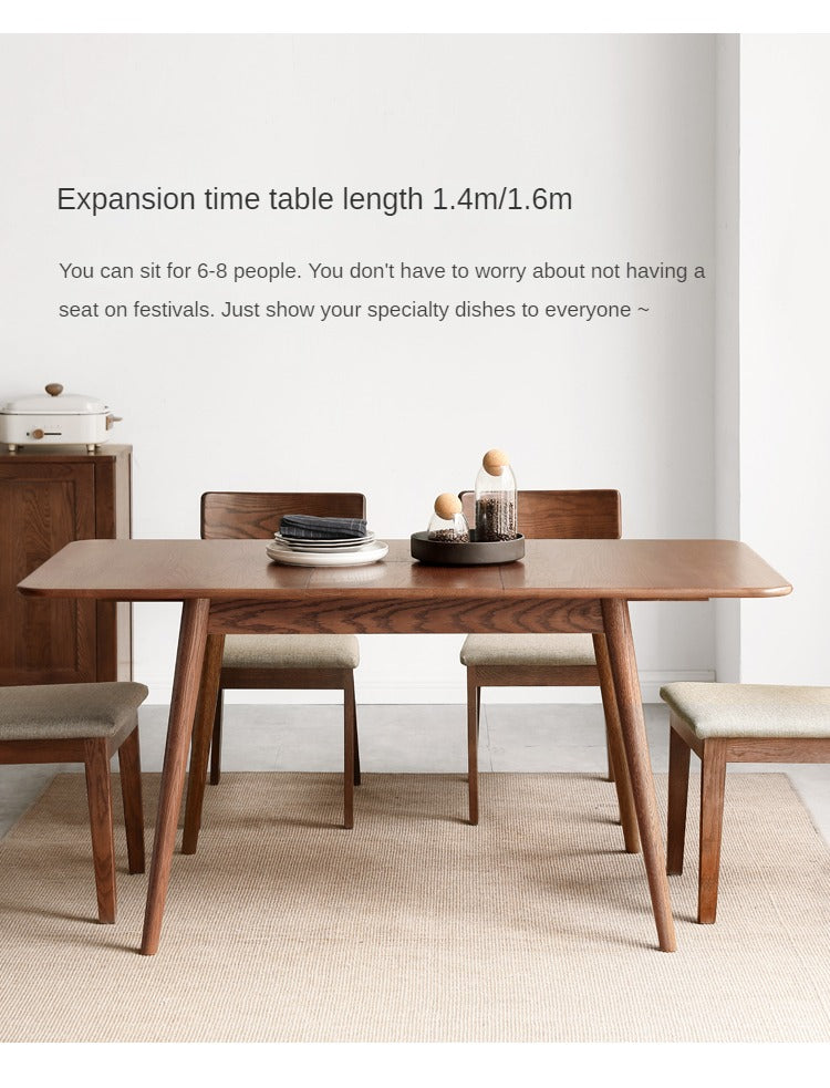 Oak Solid wood telescopic dining table and chair"