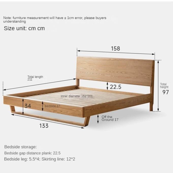 Oak, Ash Solid Wood Nordic Simple Suspended Bed