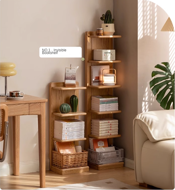 Oak solid wood modern multi-layer bookshelf