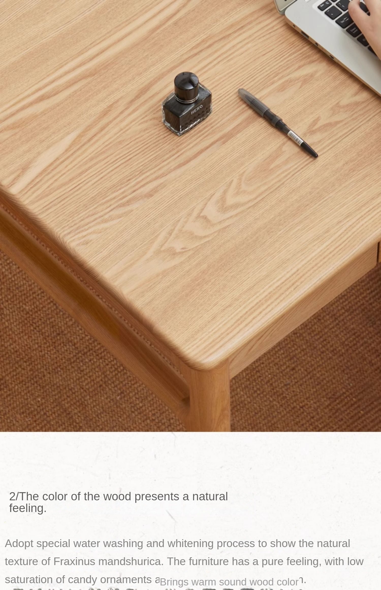 Ash Solid Wood Minimalist Modern Computer Desk