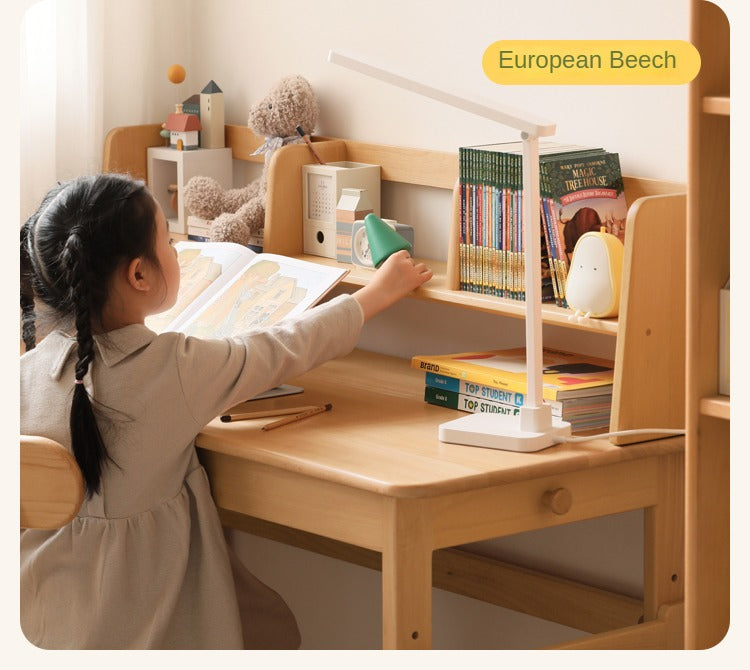 Beech, Oak Solid Wood Nordic Study Bookshelf