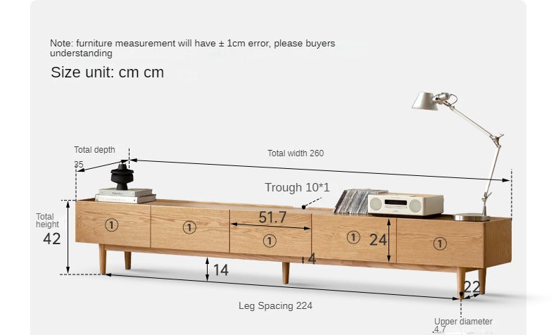 Oak Solid Wood Modern Large Floor TV Cabinet