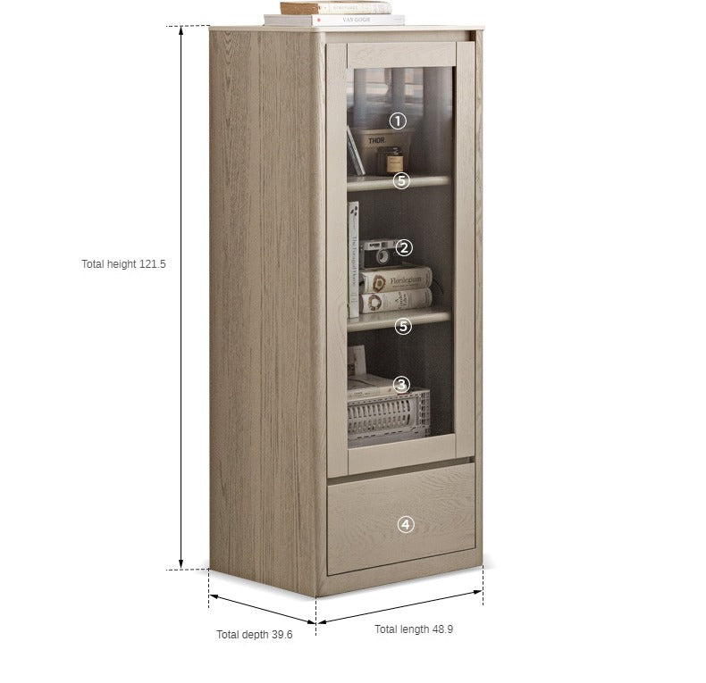 Oak Solid Wood Edge Cabinet Light Luxury Rock Panel side Cabinet-
