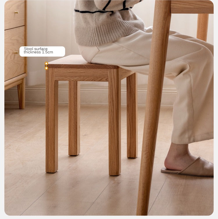 4 pcs set Oak Solid Wood Nordic Square Stool