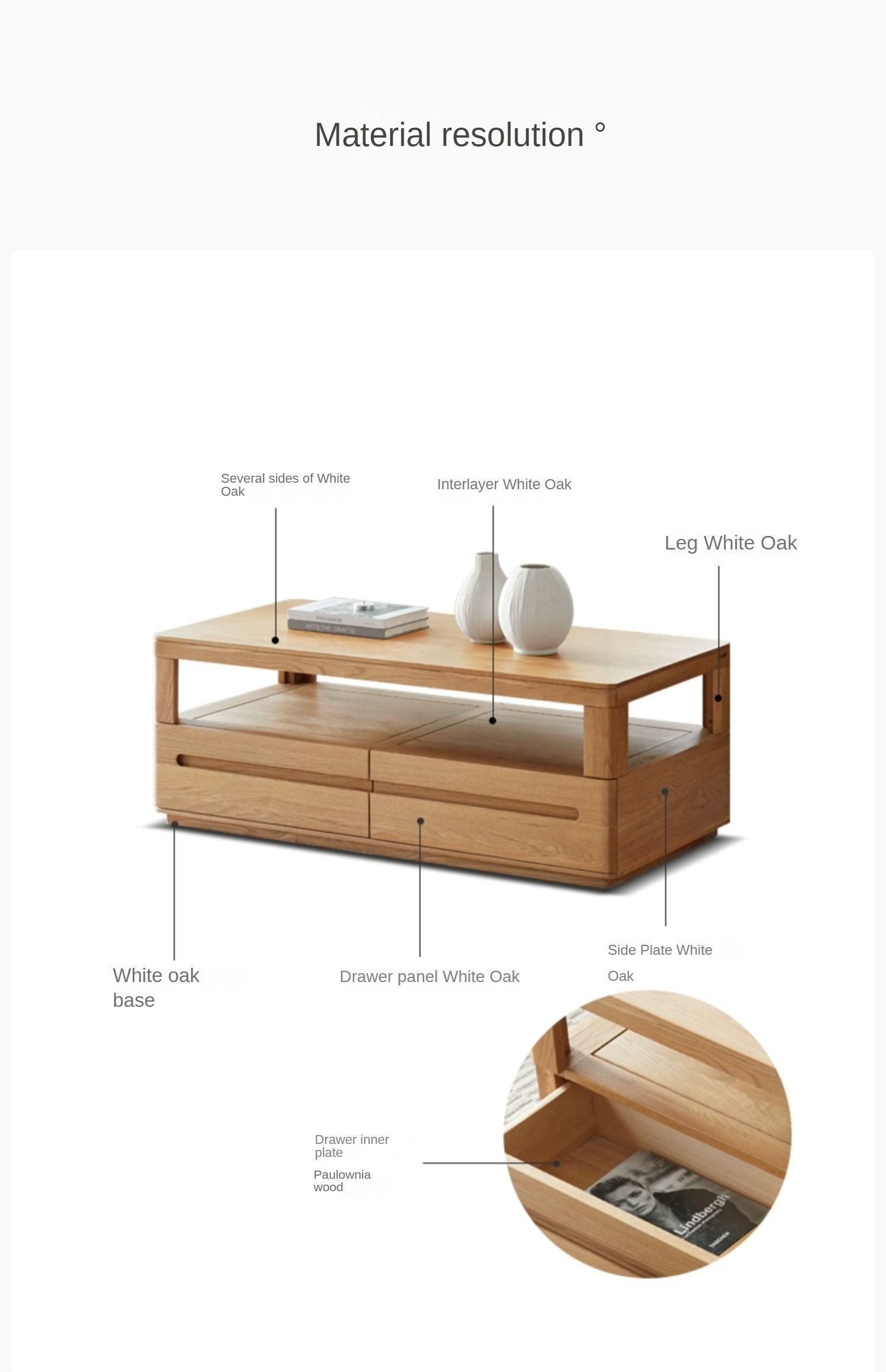 Modern Oak Solid Wood coffee Table Nordic "