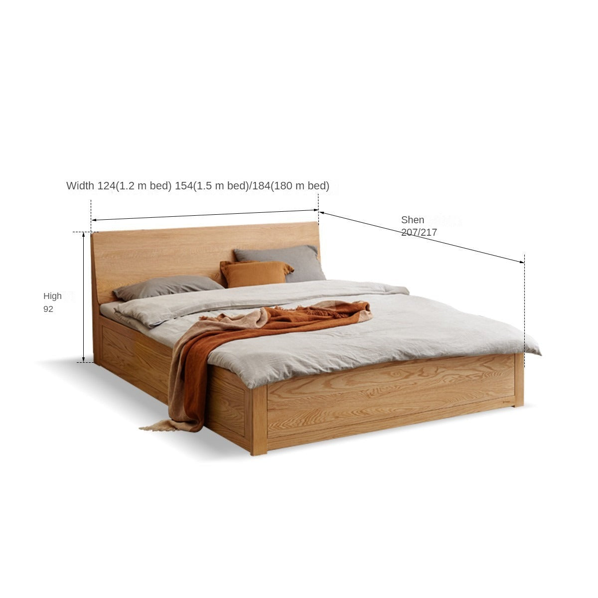 Oak Solid Wood Box Bed "