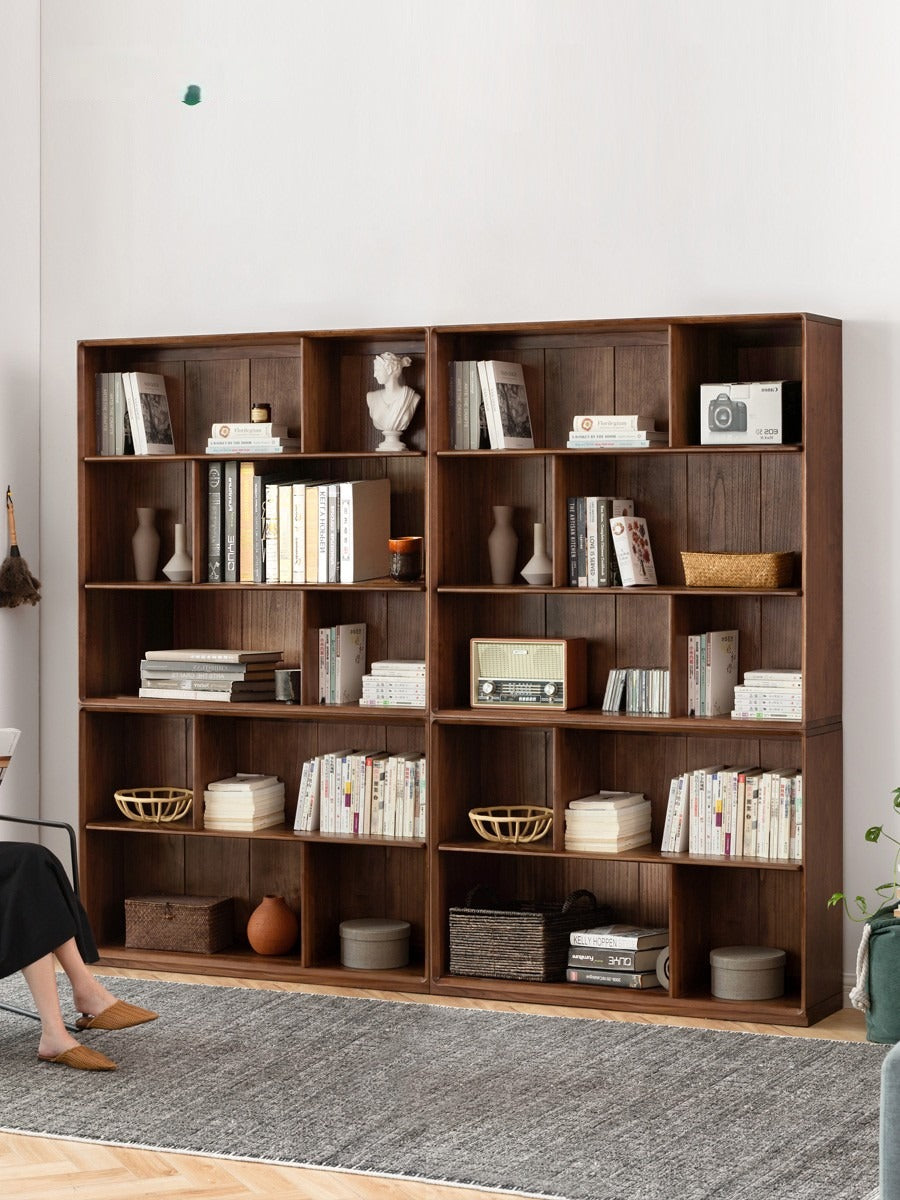 Black Walnut Solid Wood Floor-standing Low Bookcase