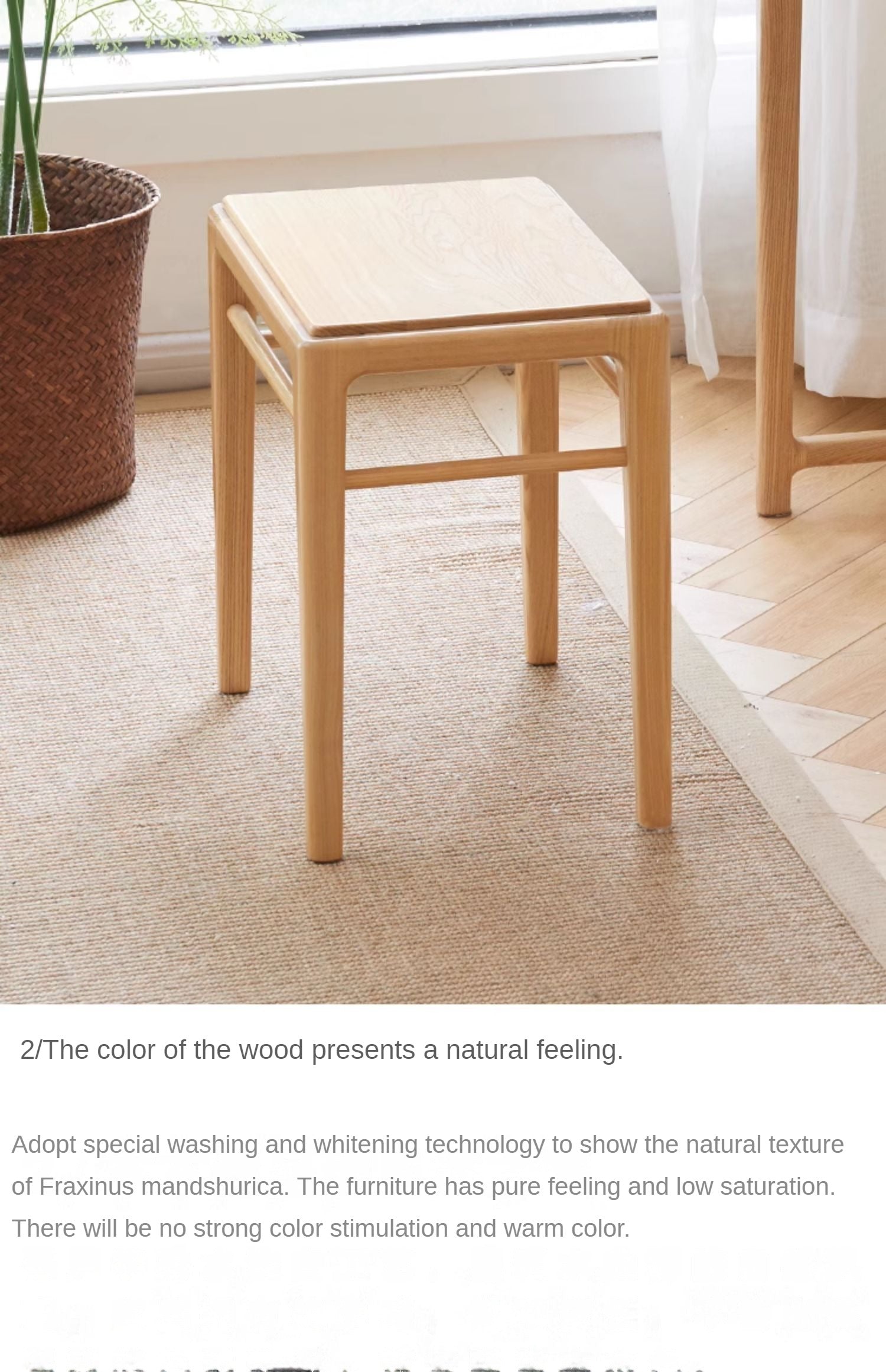 Ash solid wood Nordic soft makeup stool