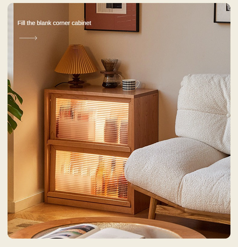 Cherry solid wood vintage floor storage bookcase<