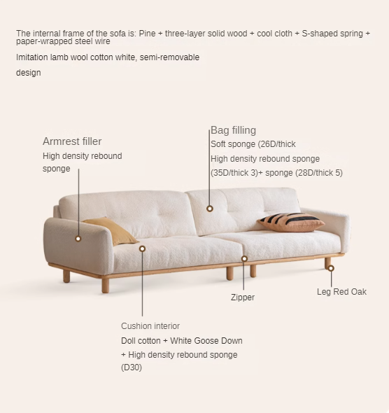 Fabric Lambskin White Sofa